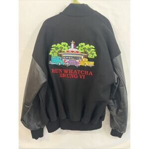 Run Whatcha Brung VI Varsity Jacket Luna Pier Leather/ Wool Car Show Hot Rod